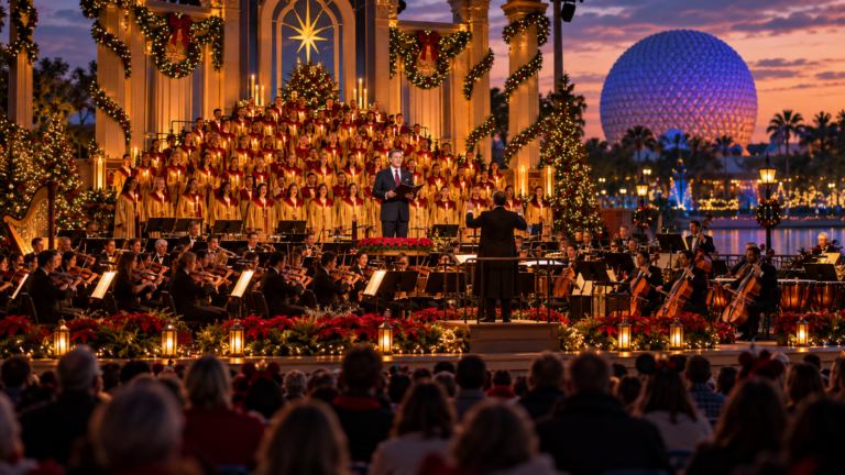 Disney altera a programação noturna do Epcot durante o Natal de 2026.