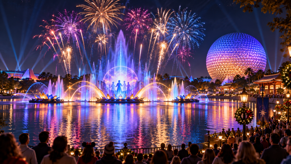 Disney altera a programação noturna do Epcot durante o Natal de 2026.